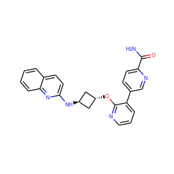 NC(=O)c1ccc(-c2cccnc2O[C@H]2C[C@H](Nc3ccc4ccccc4n3)C2)cn1 ZINC000146138052