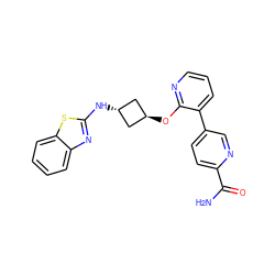 NC(=O)c1ccc(-c2cccnc2O[C@H]2C[C@H](Nc3nc4ccccc4s3)C2)cn1 ZINC000146307789