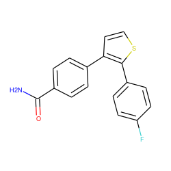 NC(=O)c1ccc(-c2ccsc2-c2ccc(F)cc2)cc1 ZINC000026259307