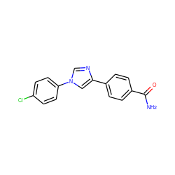 NC(=O)c1ccc(-c2cn(-c3ccc(Cl)cc3)cn2)cc1 ZINC000653702421