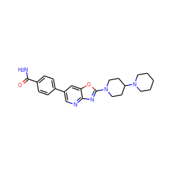 NC(=O)c1ccc(-c2cnc3nc(N4CCC(N5CCCCC5)CC4)oc3c2)cc1 ZINC000073295253