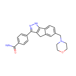 NC(=O)c1ccc(-c2n[nH]c3c2Cc2cc(CN4CCOCC4)ccc2-3)cc1 ZINC000028714078