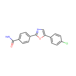 NC(=O)c1ccc(-c2ncc(-c3ccc(Cl)cc3)o2)cc1 ZINC000196200873