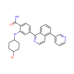 NC(=O)c1ccc(-c2nccc3c(-c4cccnc4)cccc23)cc1NC1CCC(O)CC1 ZINC000145571678