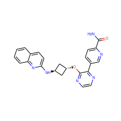 NC(=O)c1ccc(-c2nccnc2O[C@H]2C[C@H](Nc3ccc4ccccc4n3)C2)cn1 ZINC000146036979