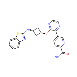 NC(=O)c1ccc(-c2nccnc2O[C@H]2C[C@H](Nc3nc4ccccc4s3)C2)cn1 ZINC000146911128