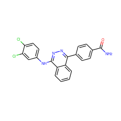 NC(=O)c1ccc(-c2nnc(Nc3ccc(Cl)c(Cl)c3)c3ccccc23)cc1 ZINC000017179814