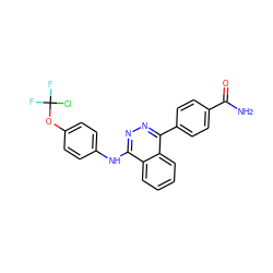 NC(=O)c1ccc(-c2nnc(Nc3ccc(OC(F)(F)Cl)cc3)c3ccccc23)cc1 ZINC000003672574