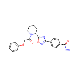 NC(=O)c1ccc(-c2noc([C@H]3CCCCN3C(=O)COc3ccccc3)n2)cc1 ZINC000144165627