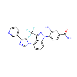 NC(=O)c1ccc(-n2nc(C(F)(F)F)c3c(-n4cnc(-c5cccnc5)c4)cccc32)c(N)c1 ZINC000222989393