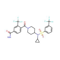 NC(=O)c1ccc(C(=O)N2CCC(N(C3CC3)S(=O)(=O)c3cccc(C(F)(F)F)c3)CC2)c(C(F)(F)F)c1 ZINC000103251082