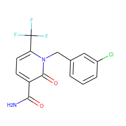 NC(=O)c1ccc(C(F)(F)F)n(Cc2cccc(Cl)c2)c1=O ZINC000002561405