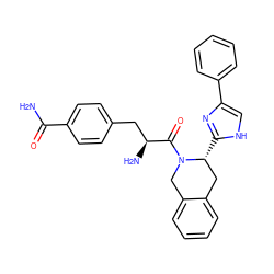 NC(=O)c1ccc(C[C@H](N)C(=O)N2Cc3ccccc3C[C@H]2c2nc(-c3ccccc3)c[nH]2)cc1 ZINC000036216183