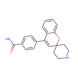 NC(=O)c1ccc(C2=CC3(CCNCC3)Oc3ccccc32)cc1 ZINC000043011054