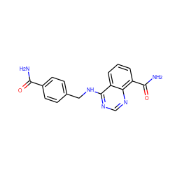 NC(=O)c1ccc(CNc2ncnc3c(C(N)=O)cccc23)cc1 ZINC000114346218