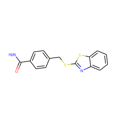 NC(=O)c1ccc(CSc2nc3ccccc3s2)cc1 ZINC000014125402