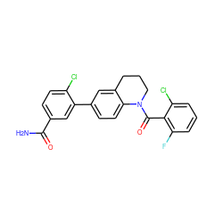 NC(=O)c1ccc(Cl)c(-c2ccc3c(c2)CCCN3C(=O)c2c(F)cccc2Cl)c1 ZINC000141960476