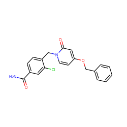 NC(=O)c1ccc(Cn2ccc(OCc3ccccc3)cc2=O)c(Cl)c1 ZINC000029047780