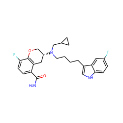 NC(=O)c1ccc(F)c2c1C[C@@H](N(CCCCc1c[nH]c3ccc(F)cc13)CC1CC1)CO2 ZINC000034801037