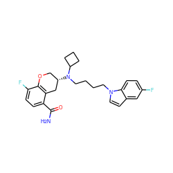 NC(=O)c1ccc(F)c2c1C[C@@H](N(CCCCn1ccc3cc(F)ccc31)C1CCC1)CO2 ZINC000040937464