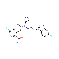 NC(=O)c1ccc(F)c2c1C[C@@H](N(CCCc1c[nH]c3cc(F)ccc13)C1CCC1)CO2 ZINC000040943528