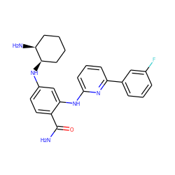 NC(=O)c1ccc(N[C@@H]2CCCC[C@@H]2N)cc1Nc1cccc(-c2cccc(F)c2)n1 ZINC000169341672