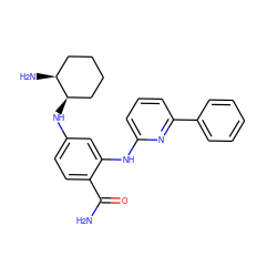 NC(=O)c1ccc(N[C@@H]2CCCC[C@@H]2N)cc1Nc1cccc(-c2ccccc2)n1 ZINC000169341671