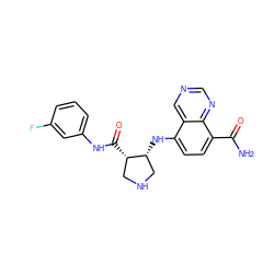 NC(=O)c1ccc(N[C@@H]2CNC[C@@H]2C(=O)Nc2cccc(F)c2)c2cncnc12 ZINC000143758685