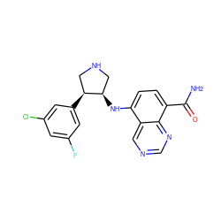 NC(=O)c1ccc(N[C@@H]2CNC[C@@H]2c2cc(F)cc(Cl)c2)c2cncnc12 ZINC000143768765