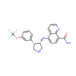 NC(=O)c1ccc(N[C@@H]2CNC[C@@H]2c2cccc(OC(F)(F)F)c2)c2cccnc12 ZINC000143741814