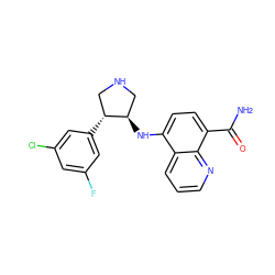 NC(=O)c1ccc(N[C@@H]2CNC[C@H]2c2cc(F)cc(Cl)c2)c2cccnc12 ZINC000143646206