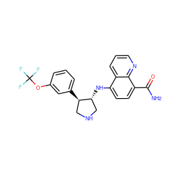 NC(=O)c1ccc(N[C@@H]2CNC[C@H]2c2cccc(OC(F)(F)F)c2)c2cccnc12 ZINC000143685398