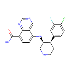 NC(=O)c1ccc(N[C@@H]2CNCC[C@@H]2c2ccc(Cl)c(F)c2)c2cncnc12 ZINC000143734111