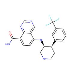 NC(=O)c1ccc(N[C@@H]2CNCC[C@@H]2c2cccc(C(F)(F)F)c2)c2cncnc12 ZINC000143612500