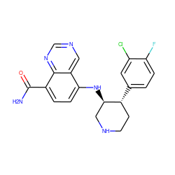 NC(=O)c1ccc(N[C@@H]2CNCC[C@H]2c2ccc(F)c(Cl)c2)c2cncnc12 ZINC000143723127