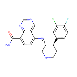 NC(=O)c1ccc(N[C@H]2CNCC[C@@H]2c2ccc(F)c(Cl)c2)c2cncnc12 ZINC000143715729