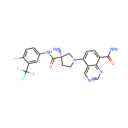 NC(=O)c1ccc(N2CC[C@@](N)(C(=O)Nc3ccc(F)c(C(F)(F)F)c3)C2)c2cncnc12 ZINC000144634608