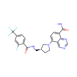 NC(=O)c1ccc(N2CC[C@@H](CNC(=O)c3ccc(C(F)(F)F)cc3F)C2)c2cncnc12 ZINC000147624584