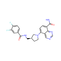 NC(=O)c1ccc(N2CC[C@@H](CNC(=O)c3ccc(F)c(F)c3)C2)c2cncnc12 ZINC000144672131