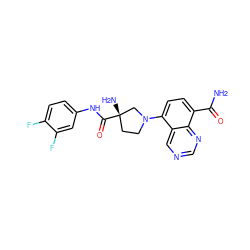 NC(=O)c1ccc(N2CC[C@](N)(C(=O)Nc3ccc(F)c(F)c3)C2)c2cncnc12 ZINC000143778166