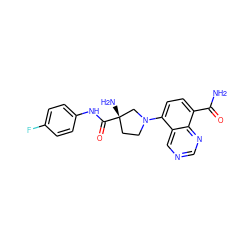 NC(=O)c1ccc(N2CC[C@](N)(C(=O)Nc3ccc(F)cc3)C2)c2cncnc12 ZINC000147623078