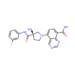 NC(=O)c1ccc(N2CC[C@](N)(C(=O)Nc3cccc(F)c3)C2)c2cncnc12 ZINC000143700857