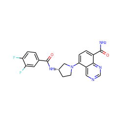 NC(=O)c1ccc(N2CC[C@H](NC(=O)c3ccc(F)c(F)c3)C2)c2cncnc12 ZINC000147595972