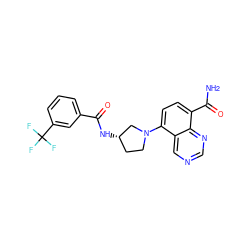 NC(=O)c1ccc(N2CC[C@H](NC(=O)c3cccc(C(F)(F)F)c3)C2)c2cncnc12 ZINC000147594479