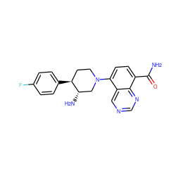 NC(=O)c1ccc(N2CC[C@H](c3ccc(F)cc3)[C@@H](N)C2)c2cncnc12 ZINC000143717065