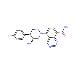 NC(=O)c1ccc(N2CC[C@H](c3ccc(F)cc3)[C@H](N)C2)c2cncnc12 ZINC000144905056