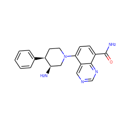 NC(=O)c1ccc(N2CC[C@H](c3ccccc3)[C@H](N)C2)c2cncnc12 ZINC000143775803