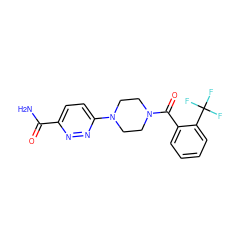 NC(=O)c1ccc(N2CCN(C(=O)c3ccccc3C(F)(F)F)CC2)nn1 ZINC000045245024