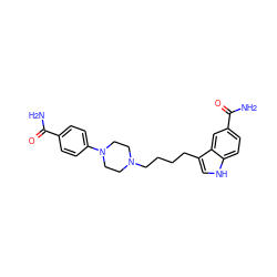 NC(=O)c1ccc(N2CCN(CCCCc3c[nH]c4ccc(C(N)=O)cc34)CC2)cc1 ZINC000013582445