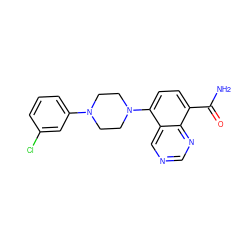 NC(=O)c1ccc(N2CCN(c3cccc(Cl)c3)CC2)c2cncnc12 ZINC000144833727